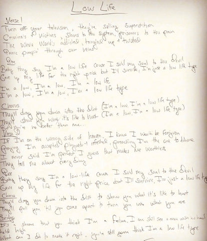 MOTHERBRAIN Hand Written Lyric Sheets!